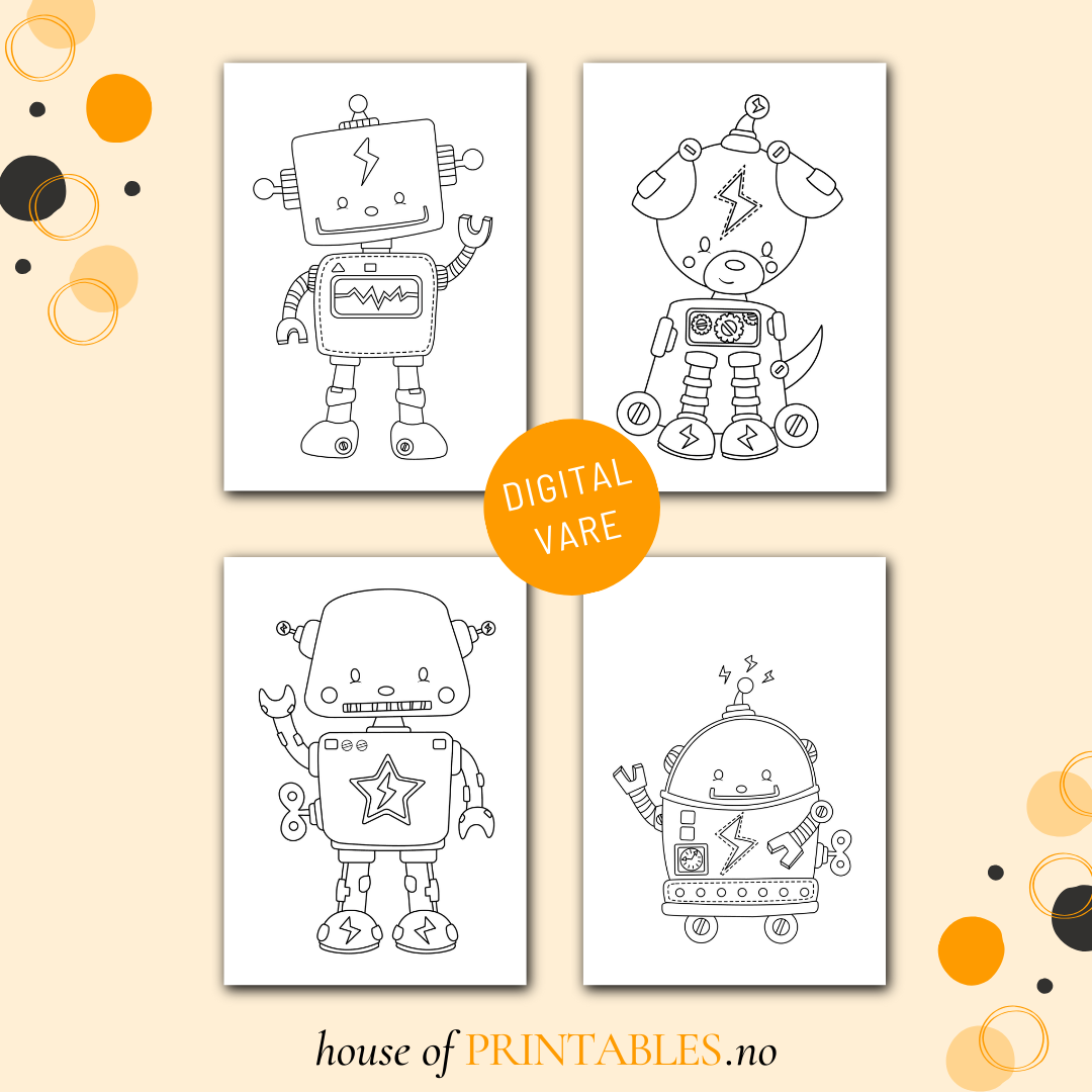 Bitteliten fargeleggingsbok - Roboter