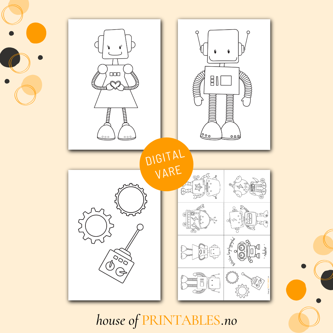 Bitteliten fargeleggingsbok - Roboter