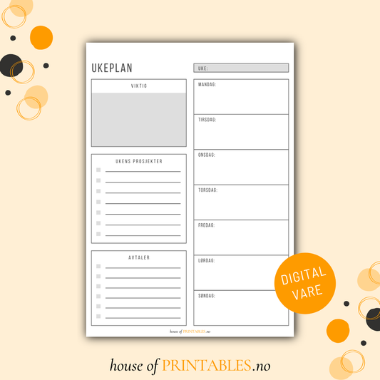 Organisering - Ukeplan
