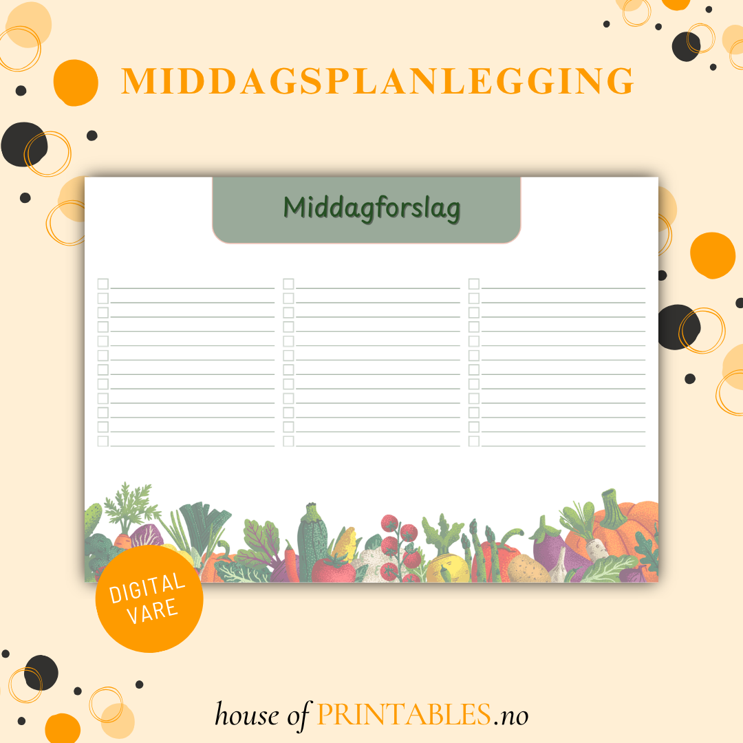 Organisering - Middagsplanlegging