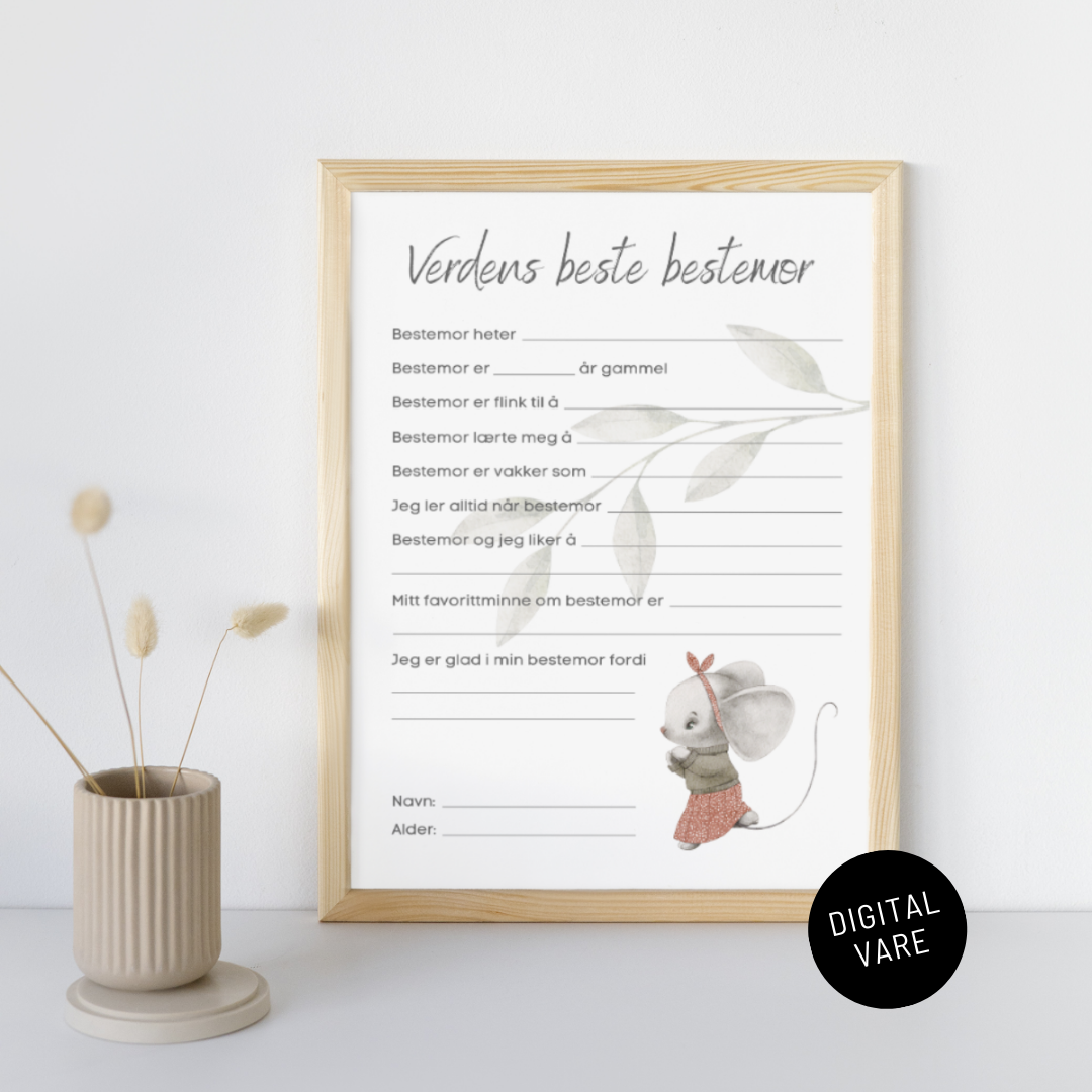 Verdens beste bestemor – HouseofPrintables.no
