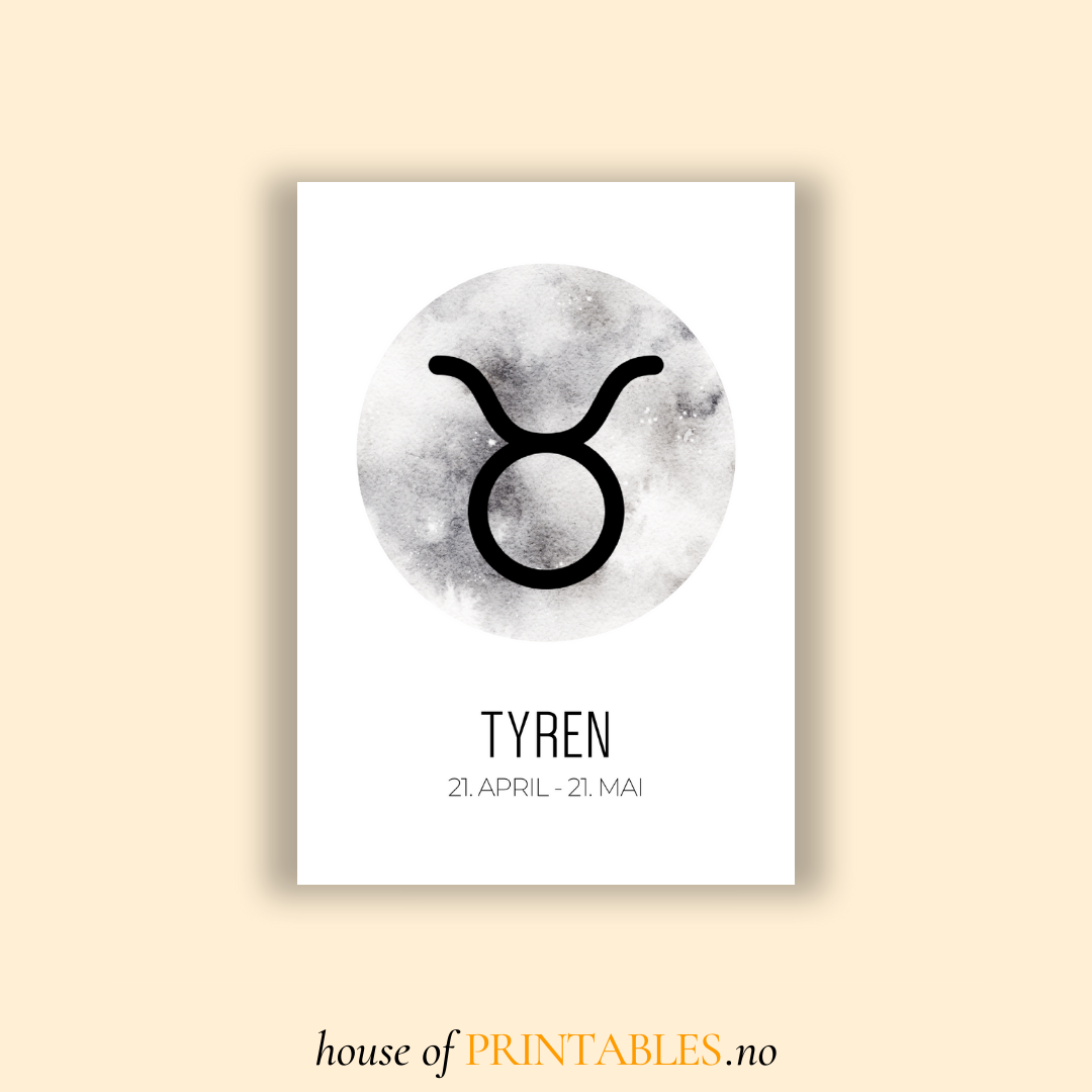 Tyren Stjernetegn - Tyren – HouseofPrintables.no