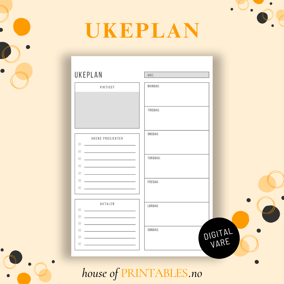 Organisering - Ukeplan