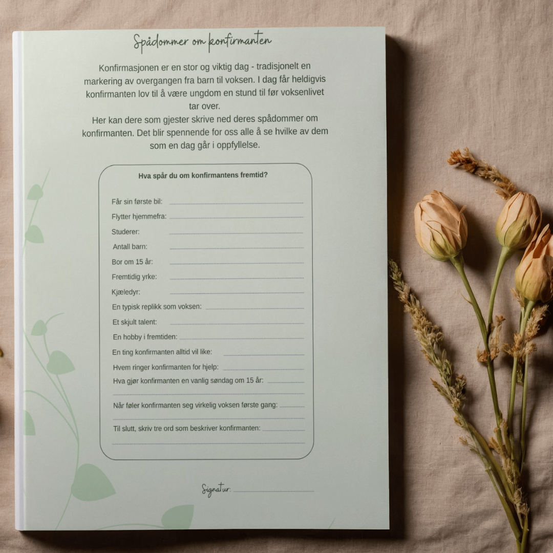 Spådomsark til konfirmasjon - Grønne blader